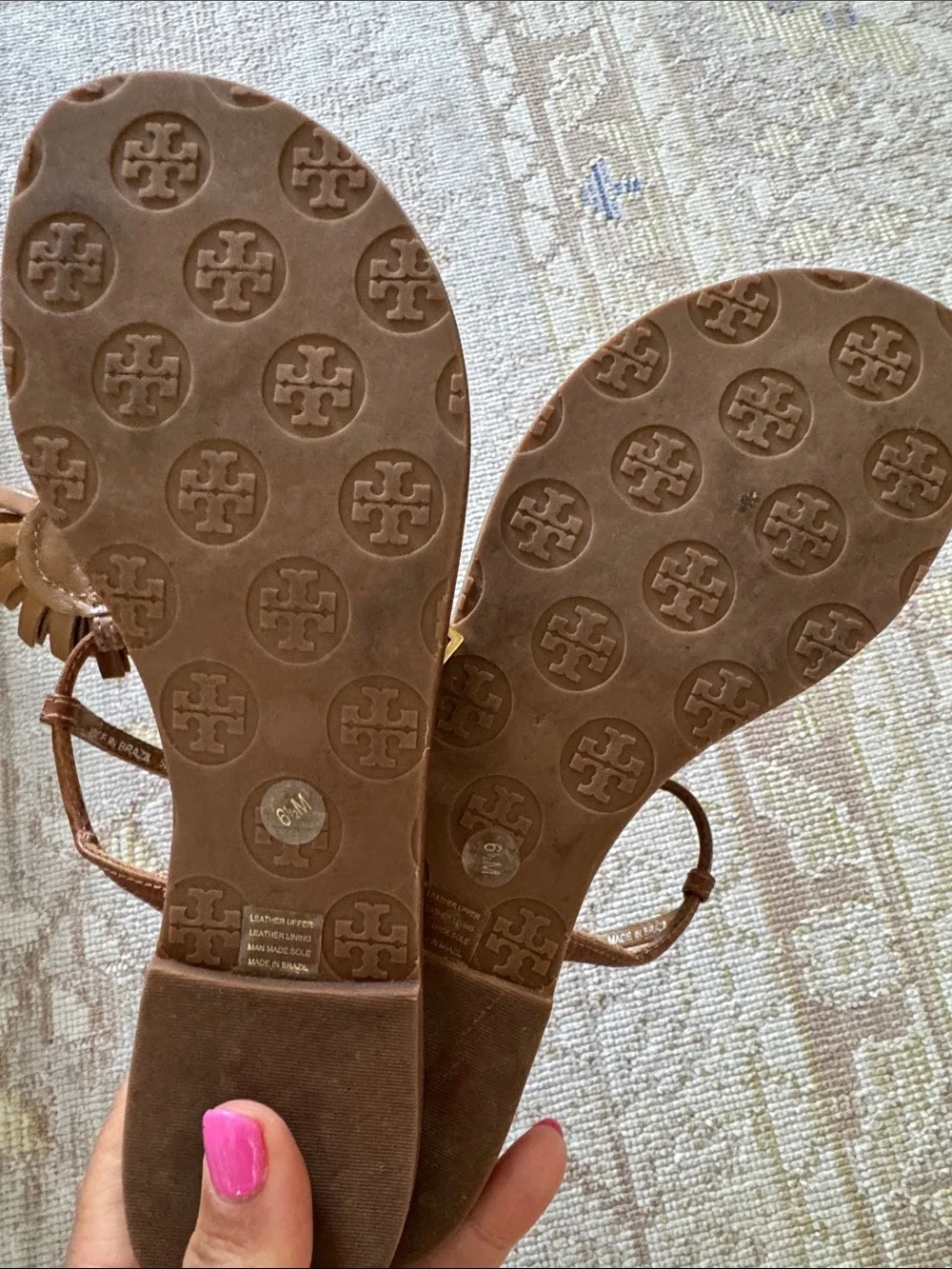 Tory Burch Leather Floral Print Slingback Sandals Size 6.5